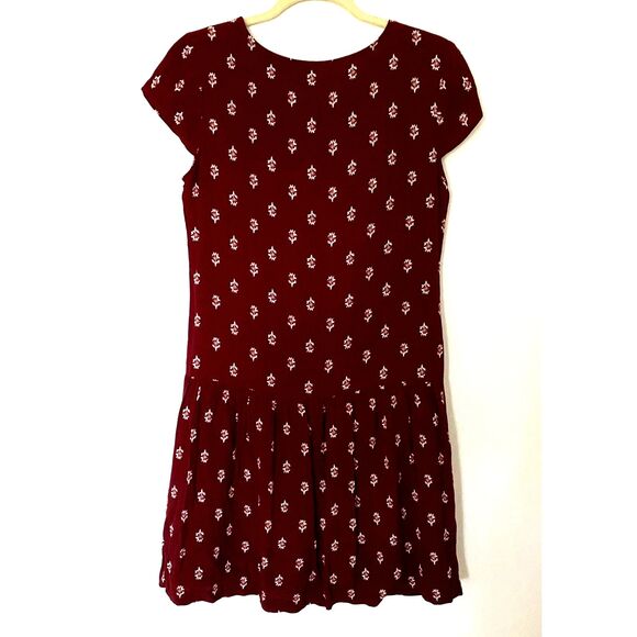 Garnet Hill V Neck Dropwaist Boho Style Cap Sleeve Summer Day Printed Dress Sz 4 - Picture 3 of 14